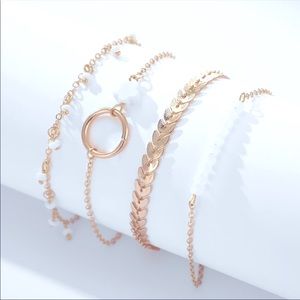 Bohemian Style Four Piece Gold Bracelet